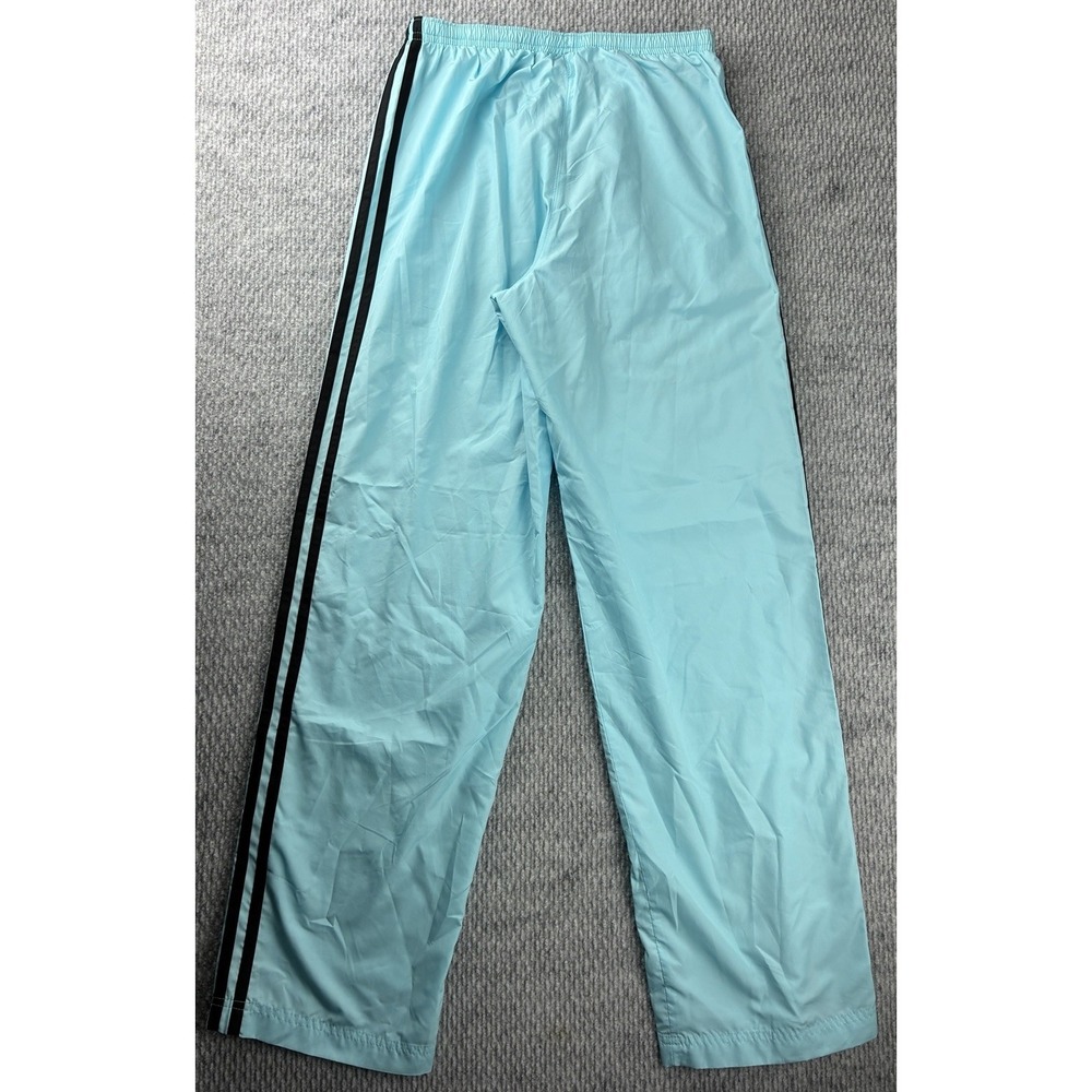 Vintage Y2K Adidas light blue nylon track pants Zipper Ankles 3 Stripes Small - Picture 8 of 9